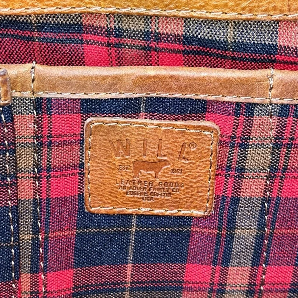 Mens Will Leather Goods Dennis Messenger Bag Navy Canvas Tan Leather One Size
